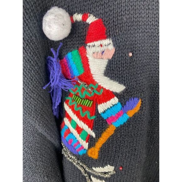 Vtg GLADYS BAGLEY Sweater Cardigan Knit Christmas Santa Women’s Medium - Picture 5 of 8
